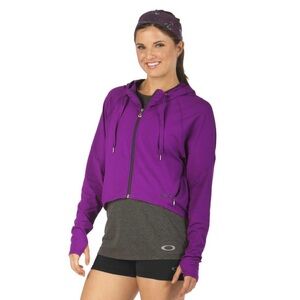 Oakley Women's Mantra Full Zip Crop Hoodie Phlox Purple 561266-83Z Small Jacket